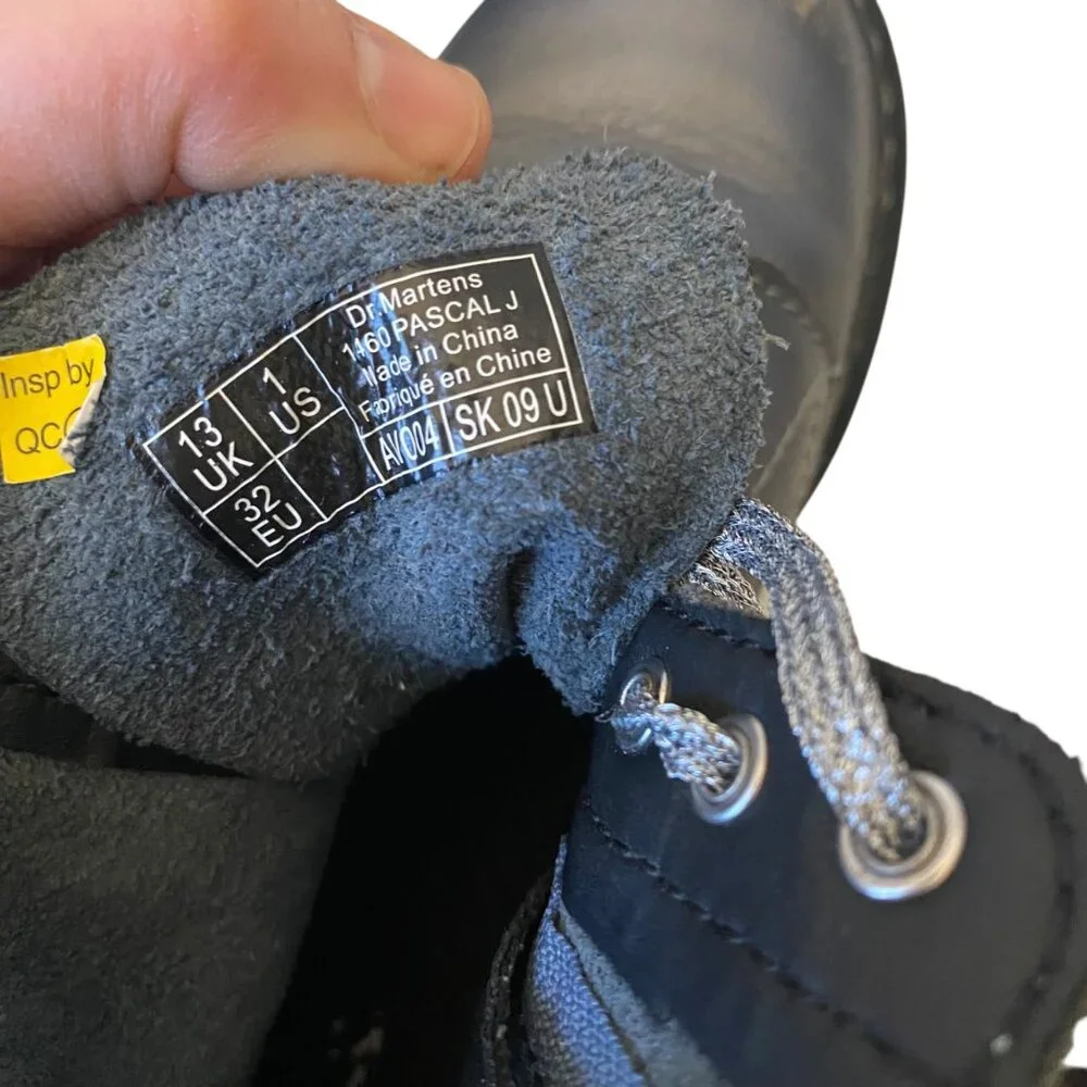 Dr. Martens Pascal-J Blue Leather Lace-Up Boots US 1 EU 32 Youth Kids‎